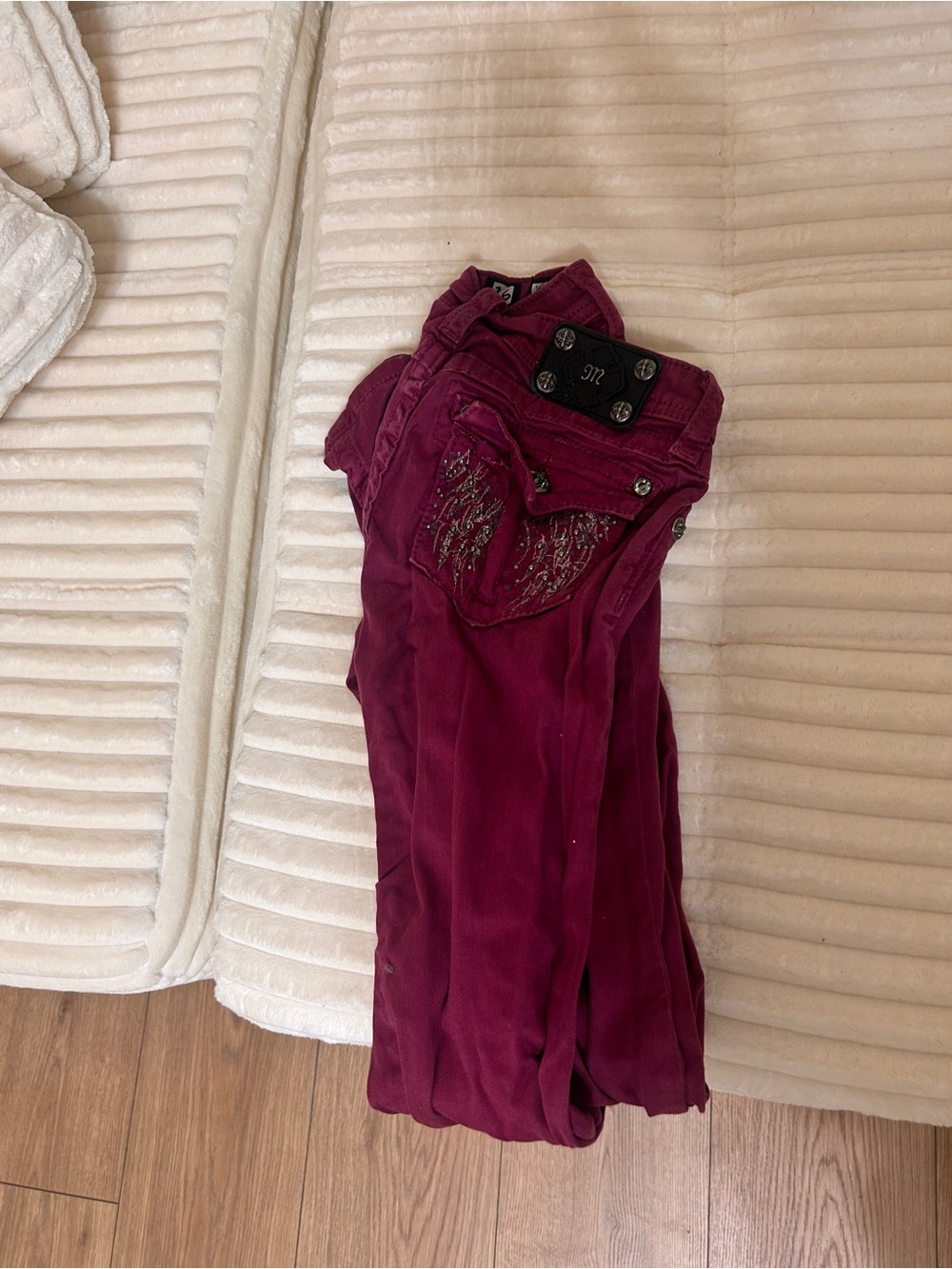 Miss Me Girls Burgundy Jeans with Embellished Back Pockets